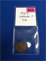 1913 S LINCOLN CENT V.G.