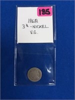 1868 3 CENT NICKEL V.G.