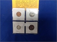 4 OLD PROOF COINS