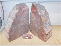 2 LARGE PETRIFIED WOOD BOOK ENDS, GORGEOUS