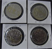 4 Pc. CAD Voyageur 1981 $ 1 Coins