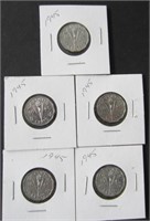 5 Pc. CAD 1945 Steel Victory Nickels