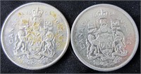 2 Pc. CAD 1964 Half Dollar Coins