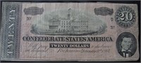 1864 Confederate States America $20 Bill