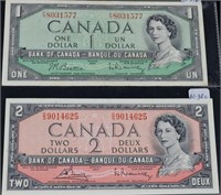 CAD $1 & $2 1954 Bills
