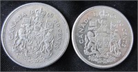 2 Pc. CAD 1960 / 63 Half Dollar Coins
