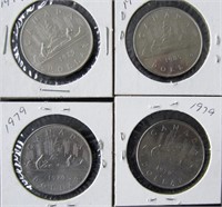4 Pc. CAD Voyageur Dollar Coins 1979 /85