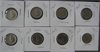 8 Pc. CAD 1867 - 1967 Centennial Nickels