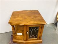 side table with lead glass door