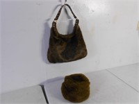 New FUR hat and purse