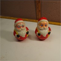 2 Early Kiddie Products Toy Chime Santa Figurines