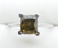 $22300 10K Fancy Deep Brownish-Green Rare Dia Ring