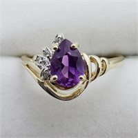 $1000 10K Amethyst  Diamond Ring