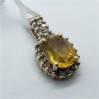 $1200 10K Citrine  Diamond Pendant