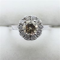 $4600 14K Fancy Brown Green Diamond  Diamond Ring