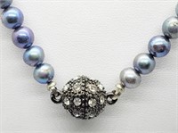 Freshwater Pearl Crystal Ball Magnetic Clasp