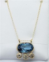 10K Yellow Gold Genuine Rare Blue Zircon