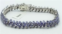 Sterling Silver Tanzanite (10cts) Tennis Bracelet