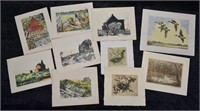 Group of Ten 20th C. Etching Prints - 3 Artists