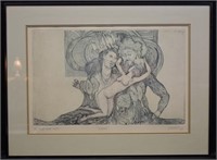 Fritz Janschka Original Dry-Point Etching "Momma"