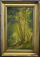 D. Gaibis Antique Oil on Board Wooded Landscape