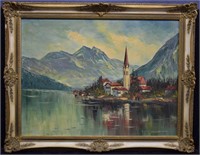 1966 Tegernsee Lake Bavarian Alps Landscape O/C