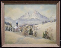 Constantine Westchiloff Snowy Alpine Landscape O/C