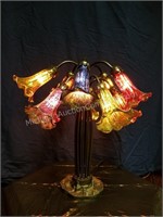 Multi Color Flower Bud Art Glass Table Lamp