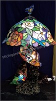 Trio of Butterflies Art Glass Table Lamp