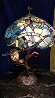 Owl Art Glass Table Lamp