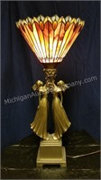 Art Nouveau Style Double Figural Table Lamp