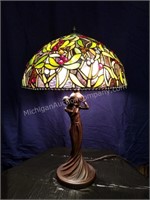 Art Nouveau Style Figural Slag Glass Table Lamp