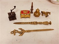 small flat of brass collectables