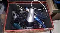Chest of hair dryers curling irons etc
