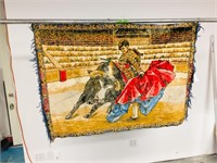 vintage tapestry - bull fight