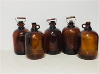 10 brown glass jugs - 1 U.S gallon each
