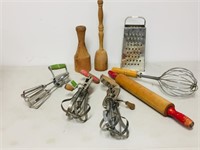 flat of retro kitchen implements