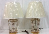 Pair of Glass Table Lamps with Shades KCG