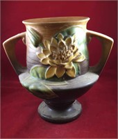 Roseville Brown Water Lilly Vase