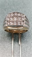 10KT YELLOW GOLD AND WHITE MENS DIAMOND RING