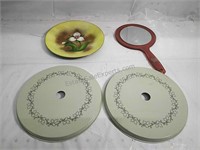 Flower Plate, Handheld Mirror and Vintage Burner