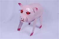 Artist Made Metal Pink Pig 18" x 16"