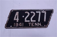 1941 Tennessee License Plate Black
