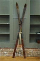 Wooden Antique Cross County Ski's with Poles