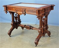 Renaissance Revival Walnut Marble Top Table C.1870