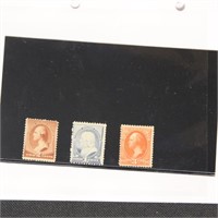 US Stamps #210 Mint NH, #212 Mint DG, #214 Mint NH