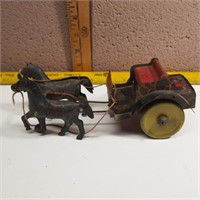 MARX Tin Wind Up Horse Team with Buggy