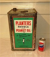 LARGE PLANTERS PEANUT OIL TIN CAN