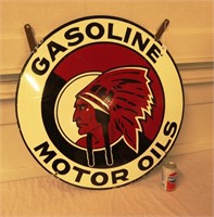 INDIAN GASOLINE MOTOR OIL PORCELAIN SIGN