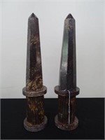 PAIR OF MARBLE OBELISK ON STANDS